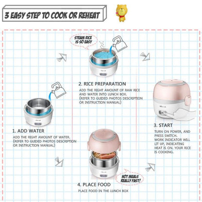 Bear Electric Portable Mini Lunch Box 1.3L Multi Pot (DFH-B13E5) - PowerPacSG