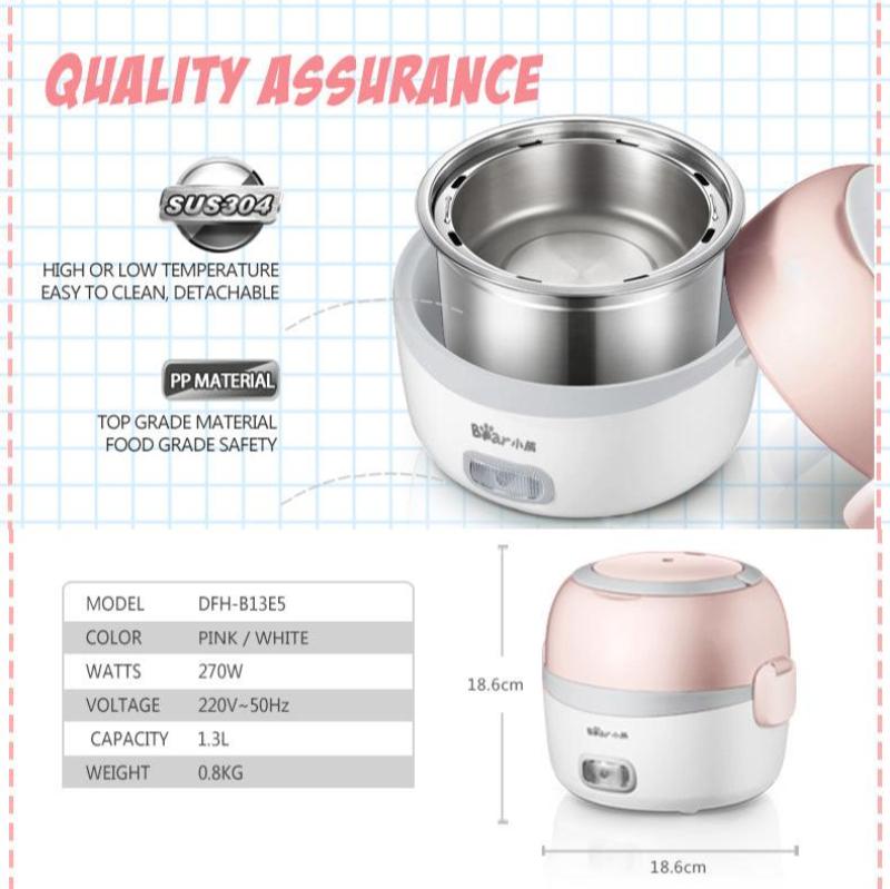 Bear Electric Portable Mini Lunch Box 1.3L Multi Pot (DFH-B13E5) - PowerPacSG