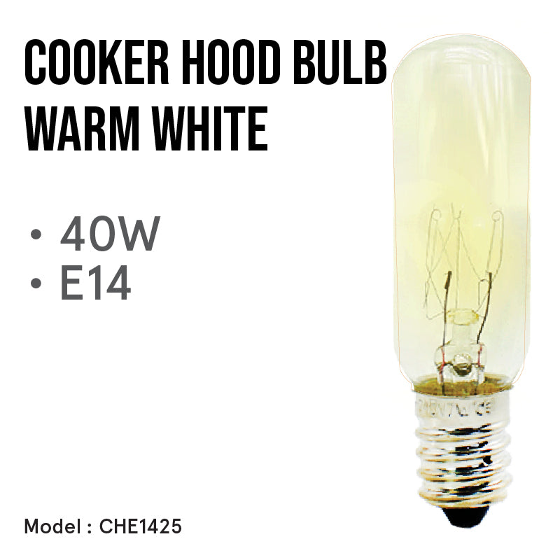 6Pack 40W T25 Cooker Hood Light Bulb E14 SES Screw Replace Appliance  Tubular 2700K For Extractor Fan, Fridge, Salt Lamp, Oven