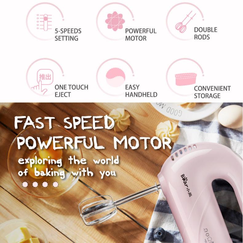 Bear Hand Mixer With 5 Speeds & Eject Function (DDQ-A01G1) - PowerPacSG