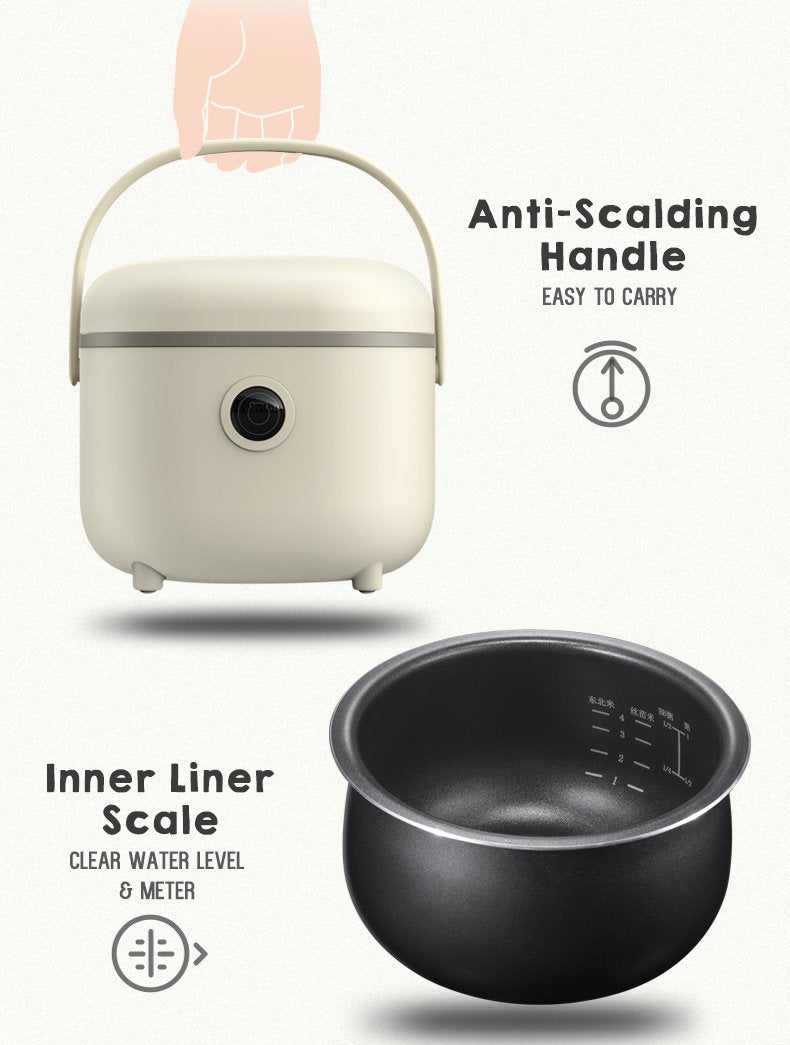 Bear Mini Rice Cooker DFB-B12W1-One Button Cooking - BPA Free 1.2 Liter
