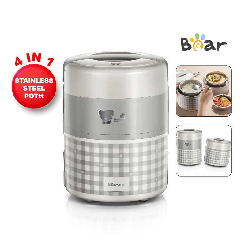 Bear Electric Lunch box, Mini Rice Cooker, 4 in 1 Heating 2.0L Electric Multi Pot(DFH-A20D1)