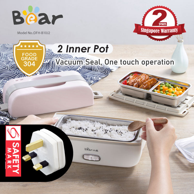 Bear DFH-B20J1 Smart Self Heated Lunch Box, Mini Hot Pot, Leakproof Plug-in  Lunch Box with Keep Warm Function, Blue, 2L