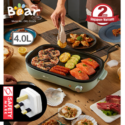 Bear Steamboat with Removable BBQ Grill and Steamboat Pot, 2 in 1 Multi Cooker (DKL-D12Z4)