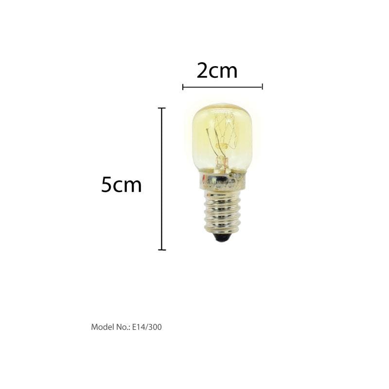 2 Pieces x PowerPac 300 degree 15 Watts E14 Oven bulb warm white (E14/300) - PowerPacSG