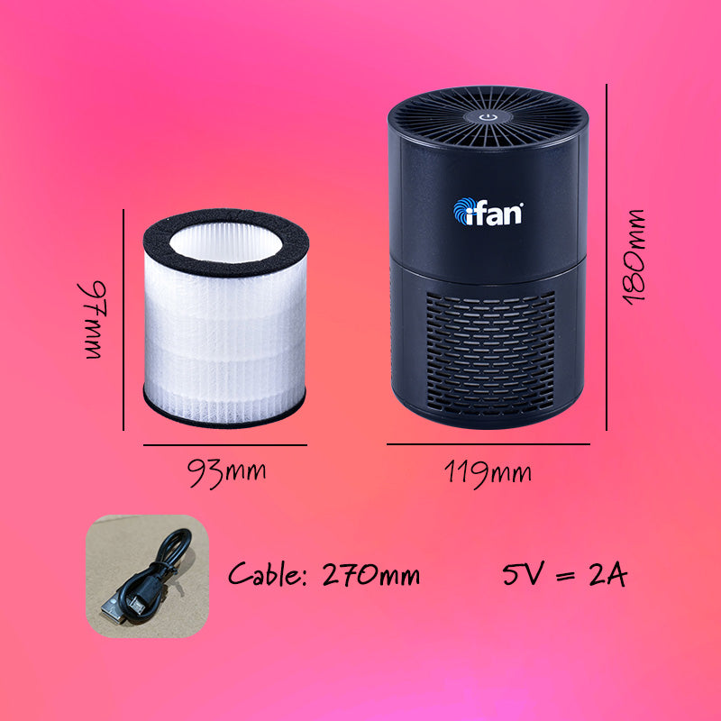 iFan Air purifier HEPA filter, USB Air Purifier, Desk Top Air Purifier , Mini Air Purifier(IF3233)