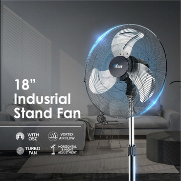 iFan Stand Fan 18"  "Power Fan" & High Industrial Velocity Fan, Air Circulator 120W (IF4518) - PowerPacSG