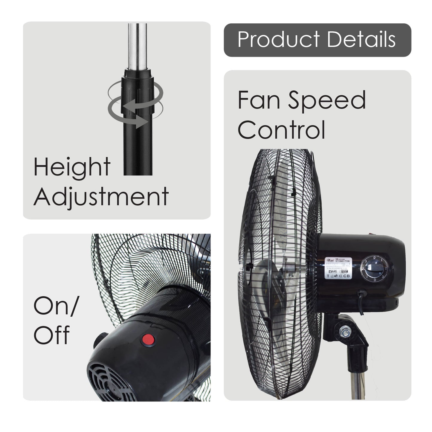 iFan Stand Fan 20" "Power Fan" & High Velocity Fan, Air Circulator 130W (IF4520) - PowerPacSG