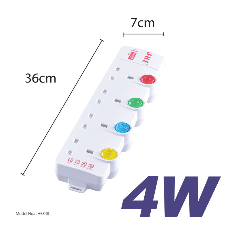 PowerPac x JHE 4 Way Extension Cord with 2 Pin Direct  (JHE848) - PowerPacSG