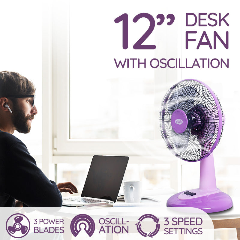 My Choice Desk Fan 12&quot; with Oscillation (MC303) - PowerPacSG