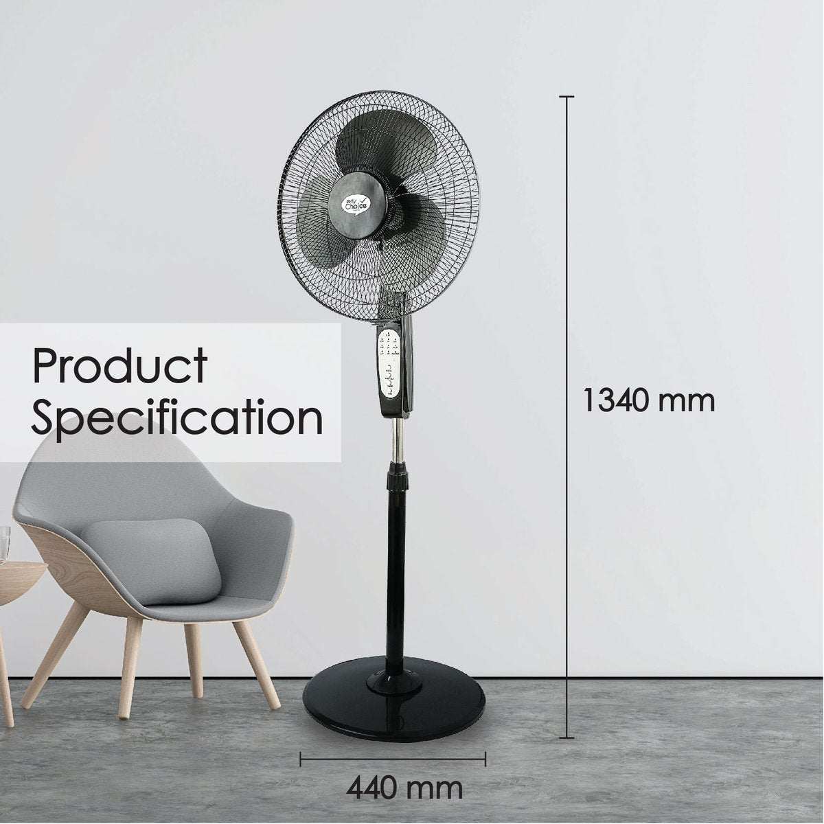 My Choice 16" Stand Fan with Remote Control (MC408R) - PowerPacSG