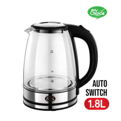 My Choice Electric Kettle Glass Jug 1.8L with Auto Switch (MC7008)