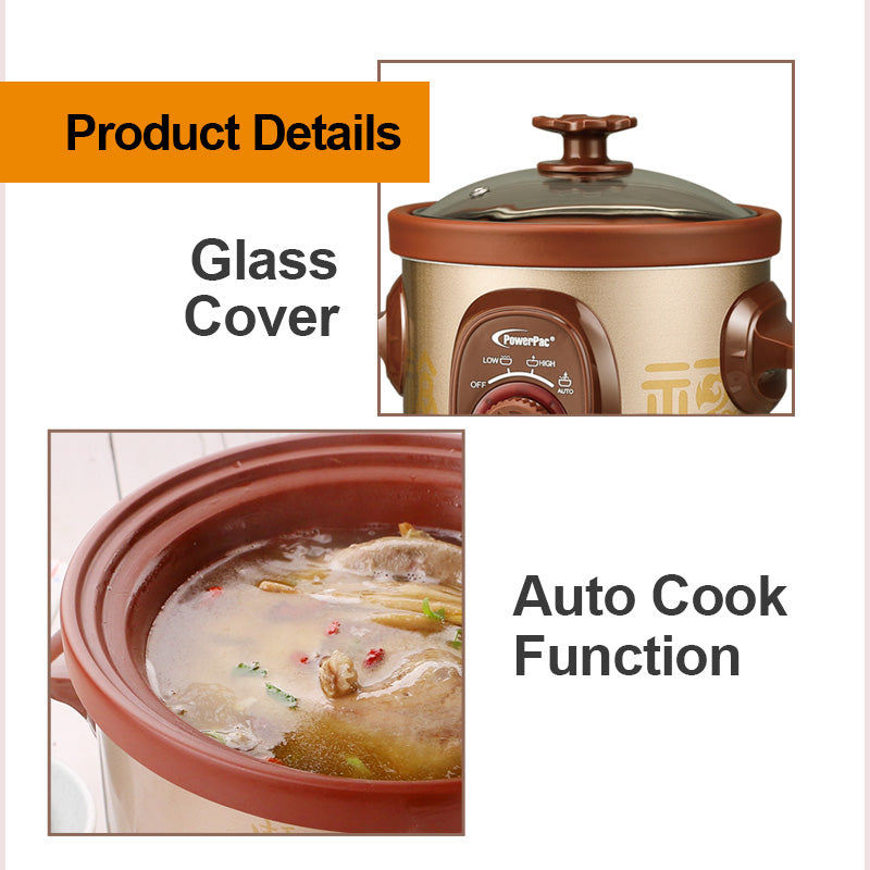 1.5L Slow Cooker with Ceramic Pot (PPSC15) - PowerPacSG