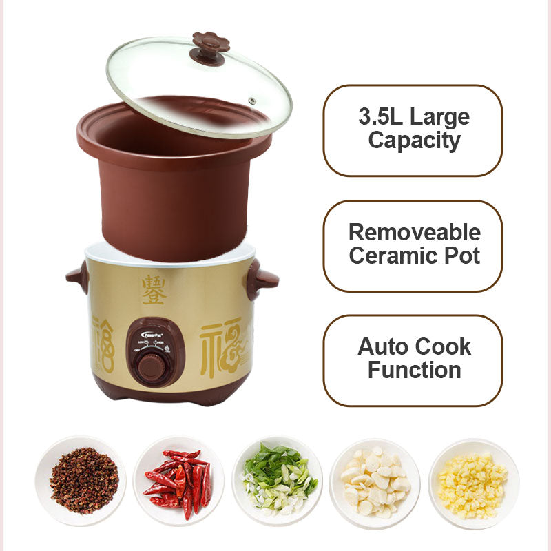 3.5L Slow Cooker with Ceramic Pot (PPSC35) - PowerPacSG