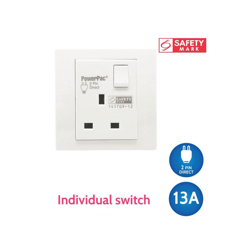 13A 1Gang Switched Socket / Wall Socket with 2 Year Local Warranty (PP1011) - PowerPacSG