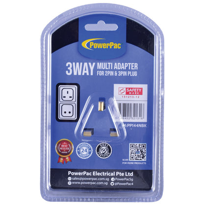 3-Way Adapter with 2-Pin Direct & Neon Indicator (PP144NBK) - PowerPacSG