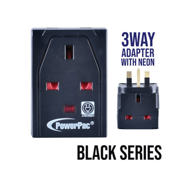 3-Way Adapter with 2-Pin Direct & Neon Indicator (PP144NBK) - PowerPacSG