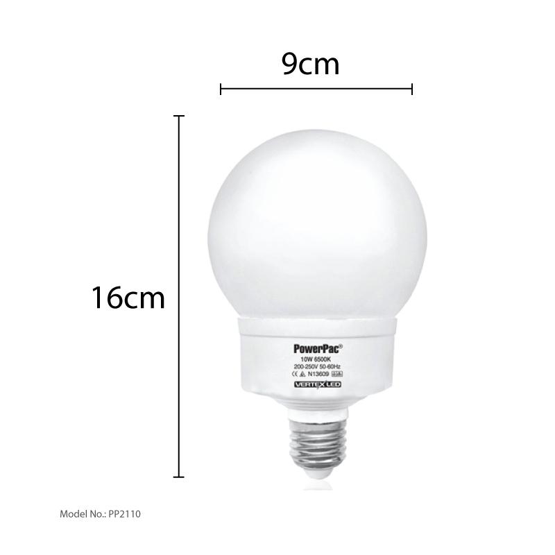 2 Pieces x PowerPac 10W E27 Vertex LED Bulb (PP2110/PP2110WW) - PowerPacSG
