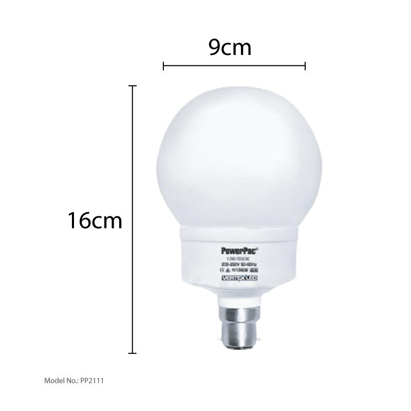 2 Pieces x PowerPac 10W B22 Vertex LED Bulb Daylight (PP2111) - PowerPacSG
