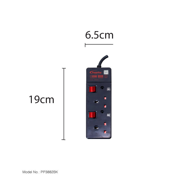 Extension Cord, Extension Socket, Power Cord, Power Extension 3 Meter (PP3882BK)