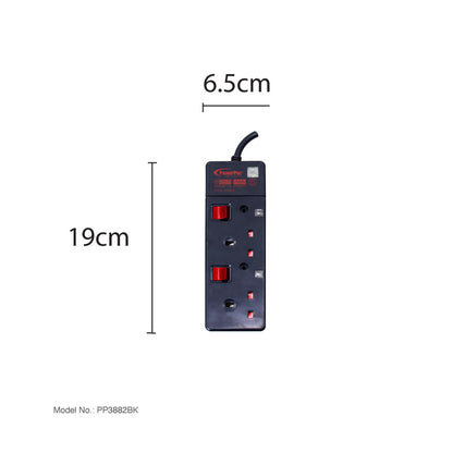 Extension Cord, Extension Socket, Power Cord, Power Extension 3 Meter (PP3882BK)