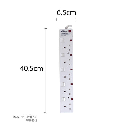 5 Way Safety Extension Socket 2 Meter with Individual Switch (PP3885-2)