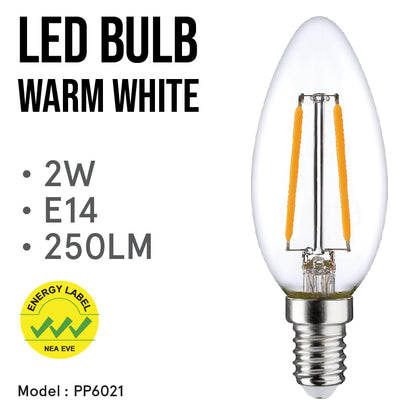 LED Bulb, Candle Bulb, LED Light 2W E14 Warm White(PP6021)