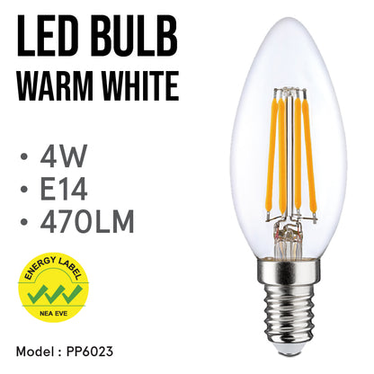 LED Bulb, Candle Bulb, LED Light 4W E14 Warm White (PP6023)