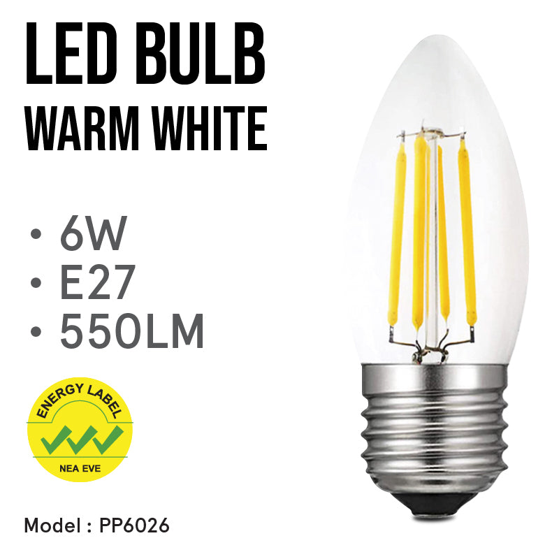 6W E27 550LM Dimmable LED Bulb Warm White (PP6026)