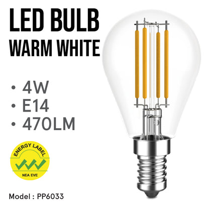 LED Bulb, Pin Pong Bulb, LED Light 4W E14 Warm White (PP6033)