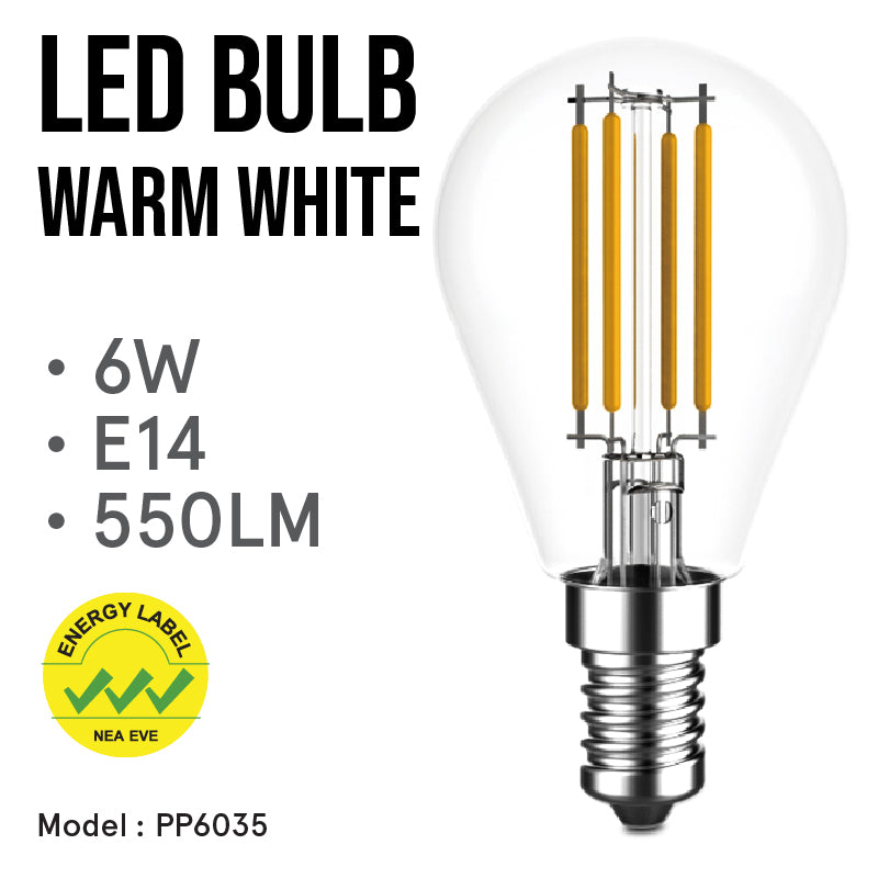 LED Bulb, Pin Pong Bulb, LED Light 6W E14 Warm White(PP6035)