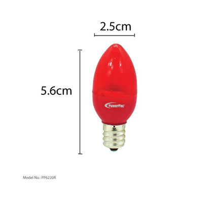 2 Pieces x PowerPac财神灯1W E12 LED Bulb red light (PP6220R/PP6220WW) - PowerPacSG