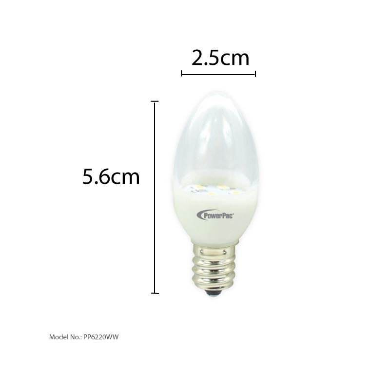 2 Pieces x PowerPac财神灯1W E12 LED Bulb red light (PP6220R/PP6220WW) - PowerPacSG