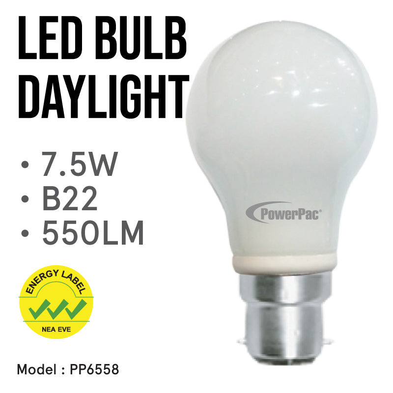 7.5W B22 550 LM Vertex LED Bulb Daylight (PP6558)