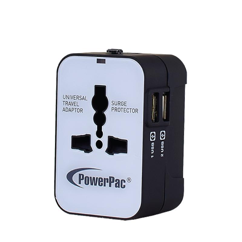Multi Travel Adapter With 2 USB Charger (PP7973) - PowerPacSG