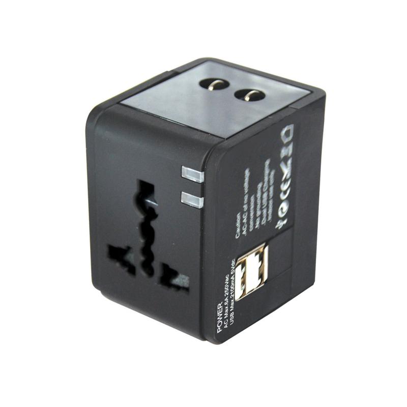 Multi Travel Adapter With 2 USB Charger (PP7979) - PowerPacSG