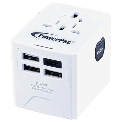 Multi Travel Adapter with 3x USB + 1x Type-c Charger (PP7980)