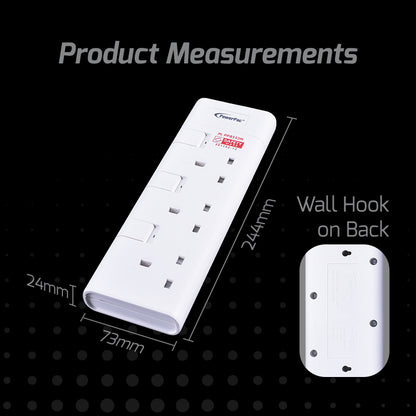 3 Way Extension Cord, Extension Socket, Safety Mark 3 Meter (PP8553N) - PowerPacSG