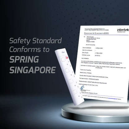 4 Way Extension Cord, Extension Socket, Safety Mark 3 Meter (PP8554N) - PowerPacSG