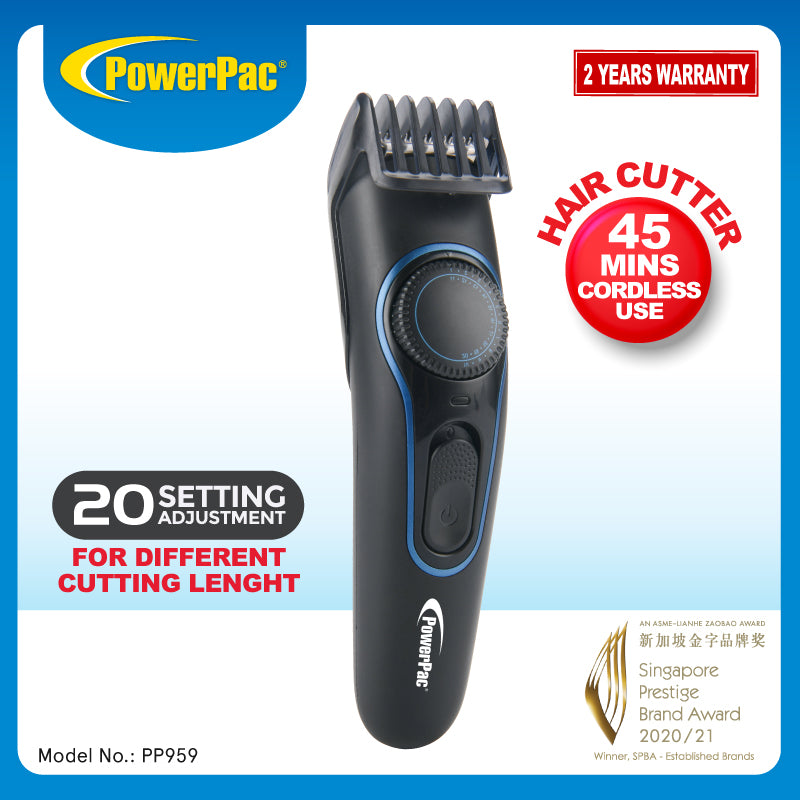 Cordless Hair Cutter, Hair Clipper USB charge 20 setting adjustment (PP959)