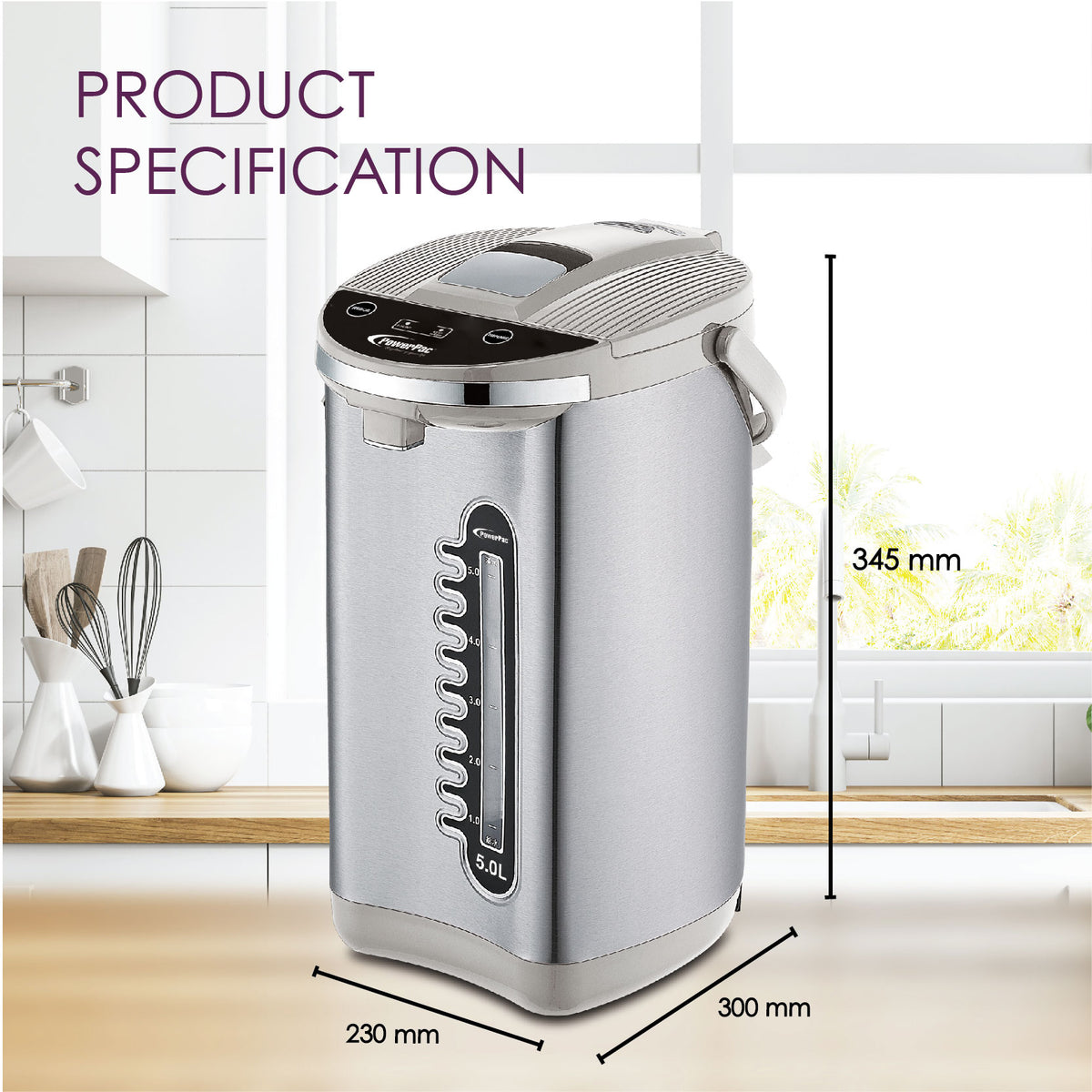 5L Electric Airpot with 2-way Dispenser and Reboil (PPA70/5) - PowerPacSG
