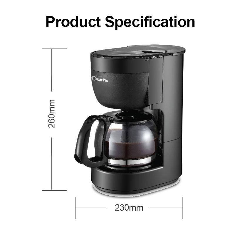 0.65L Coffee Maker with Thermostatic Panel and Washable Filter (PPCM301) - PowerPacSG