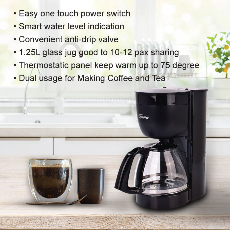 1.25L Coffee Maker with Drip Style Coffee Machine (PPCM302) - PowerPacSG