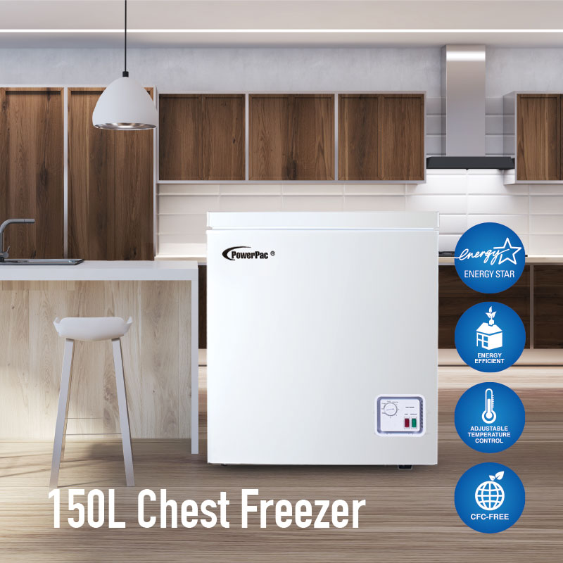 150L Chest Freezer CFC Free, Chiller & Freezer (PPFZ150W) - PowerPacSG