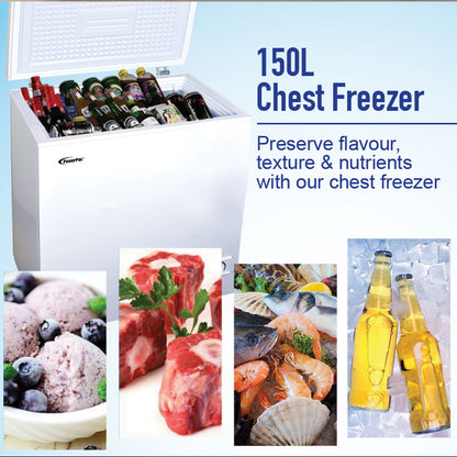 150L Chest Freezer CFC Free, Chiller & Freezer (PPFZ150W) - PowerPacSG