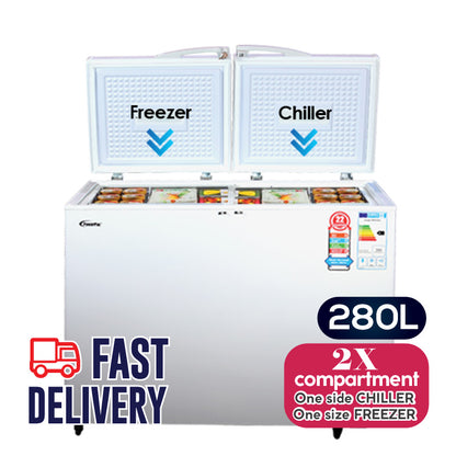 280L 2 Door Chest Freezer CFC Free, Chiller & Freezer (PPFZ280)