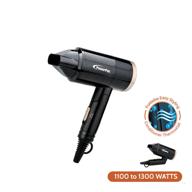 Hair Dryer with 2 Speed Selector and Foldable (PPH2200) - PowerPacSG