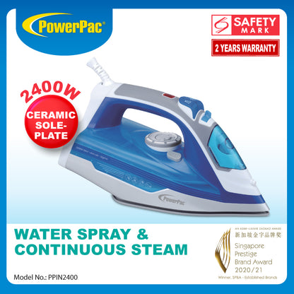 Steam Iron with Ceramic Soleplate, Heavy Duty Iron, Non Stick Iron (PPIN2400)