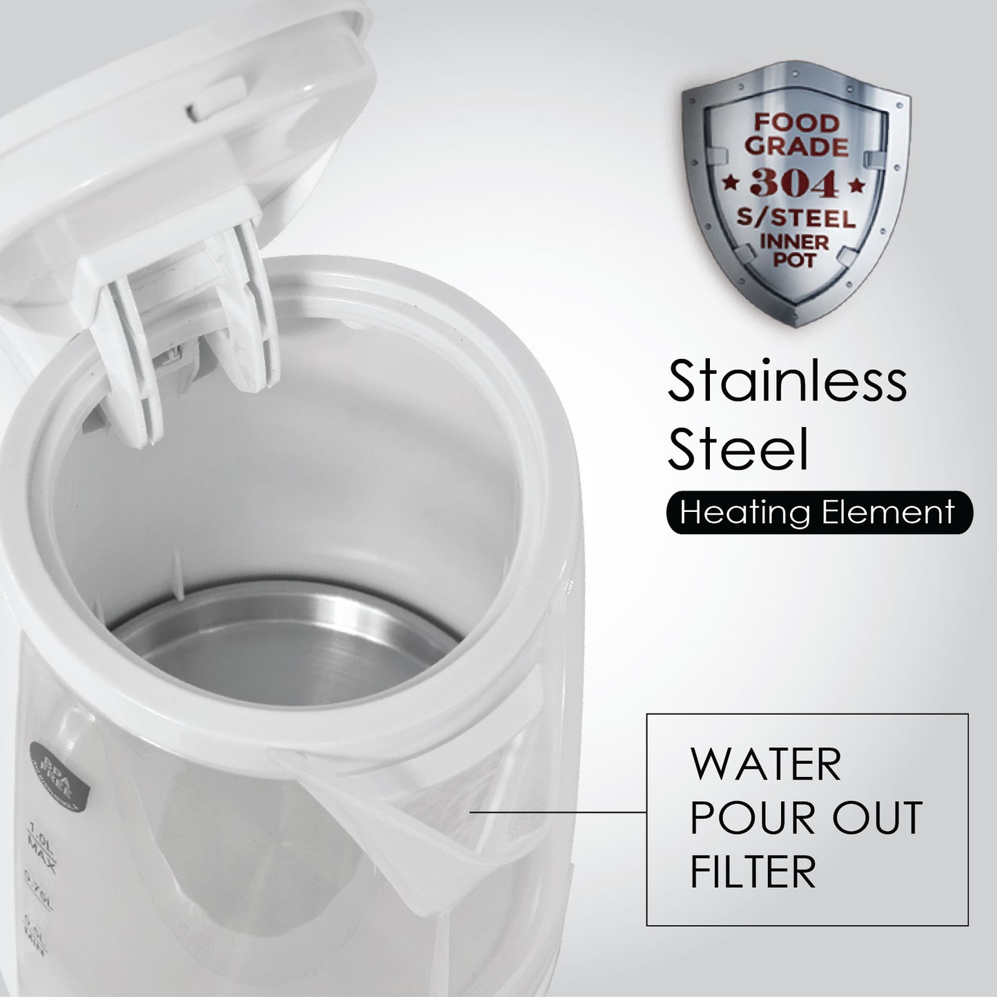 1.0L Kettle Jug with UK Strix Controller (PPJ2001) - PowerPacSG