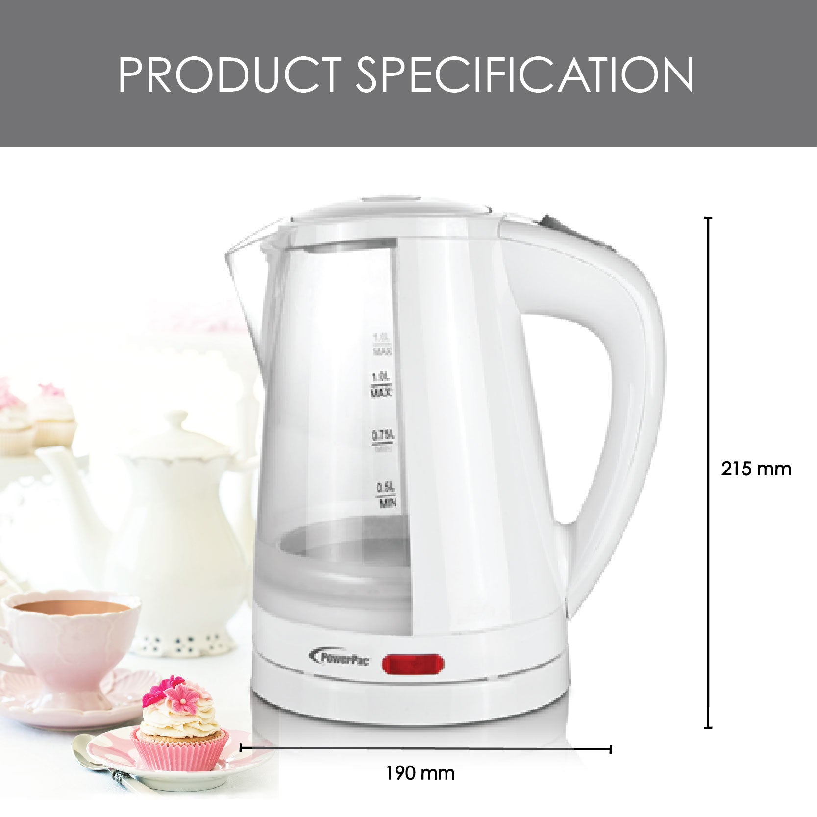 1.0L Kettle Jug with UK Strix Controller stainless steel (PPJ2001 ...